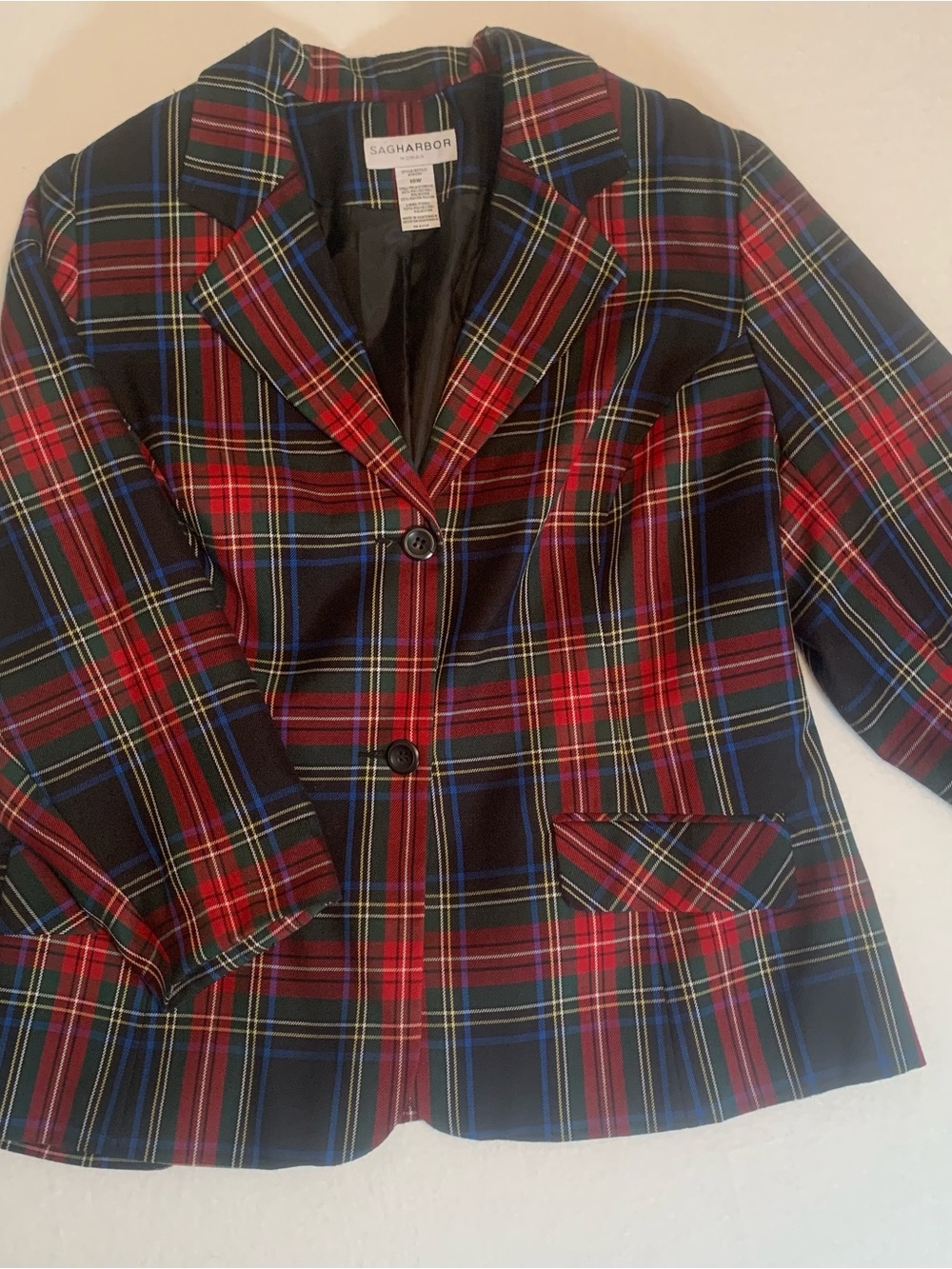 Sag Harbor Women's Black and Red Plaid Blazer Jacket Size 18W